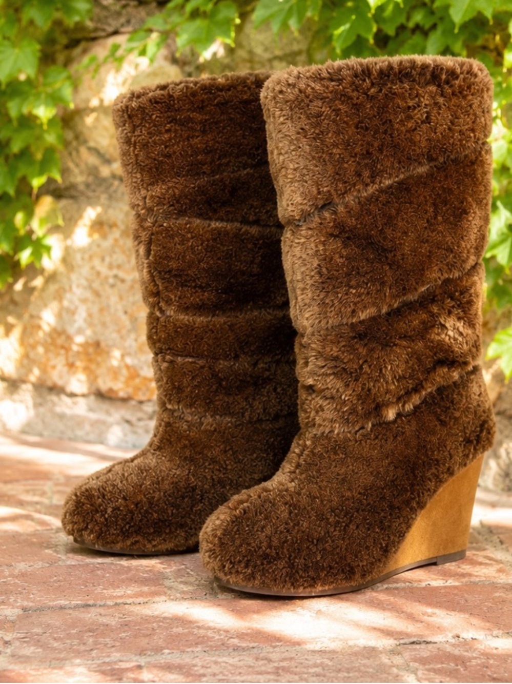 TORY BURCH Cozy Winter Warm Cocoa Brown Kiki Shearling Sherpa Boots, 9M